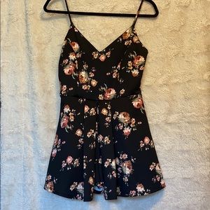 Black floral romper